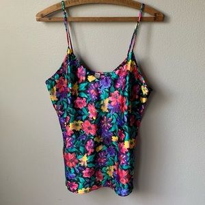 Vintage Y2K Floral Cami Lingerie Tank Sz Large